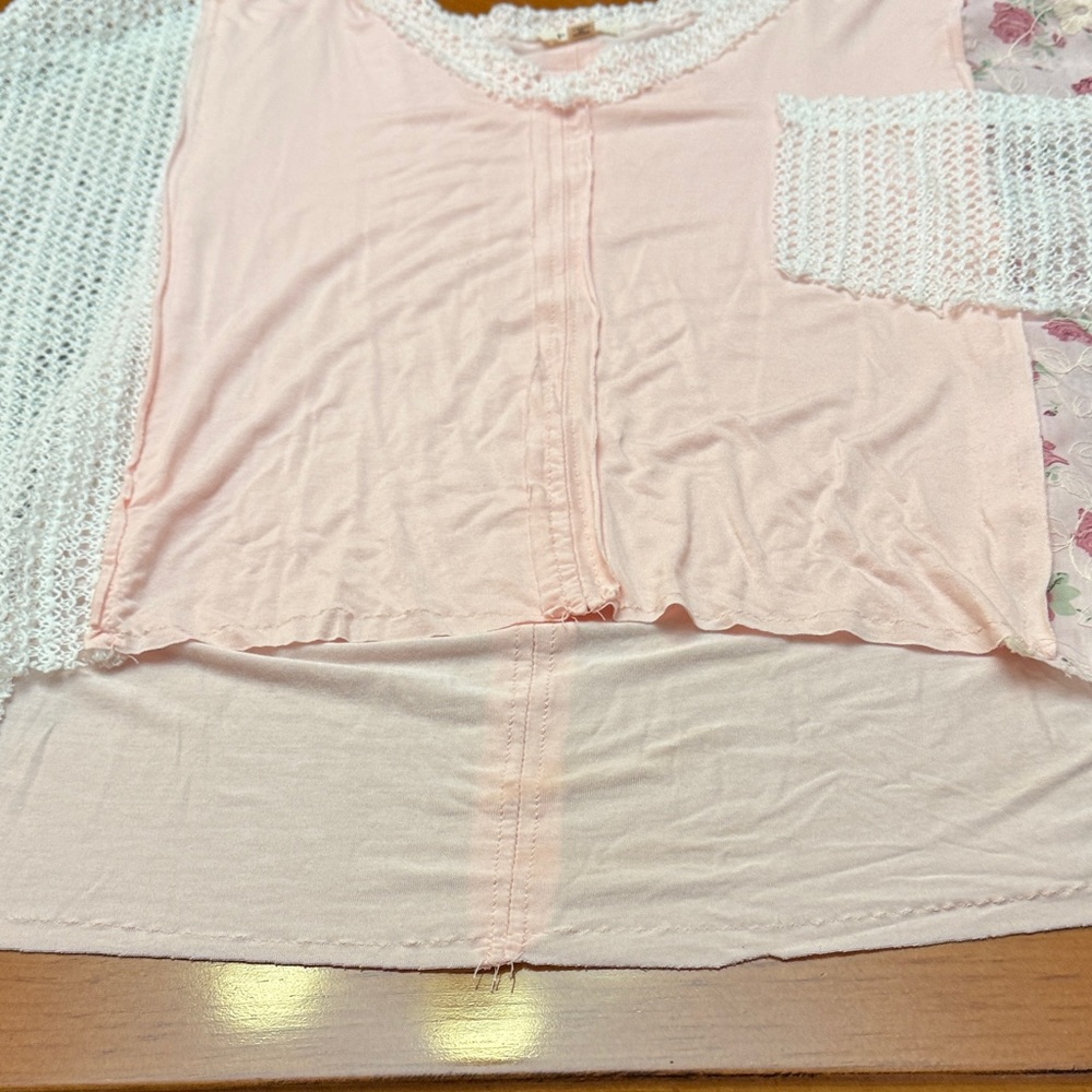 Pol Pink And White Patchwork Blouse - image 4